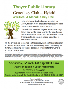 Genealogy Club Flyer for WikiTree